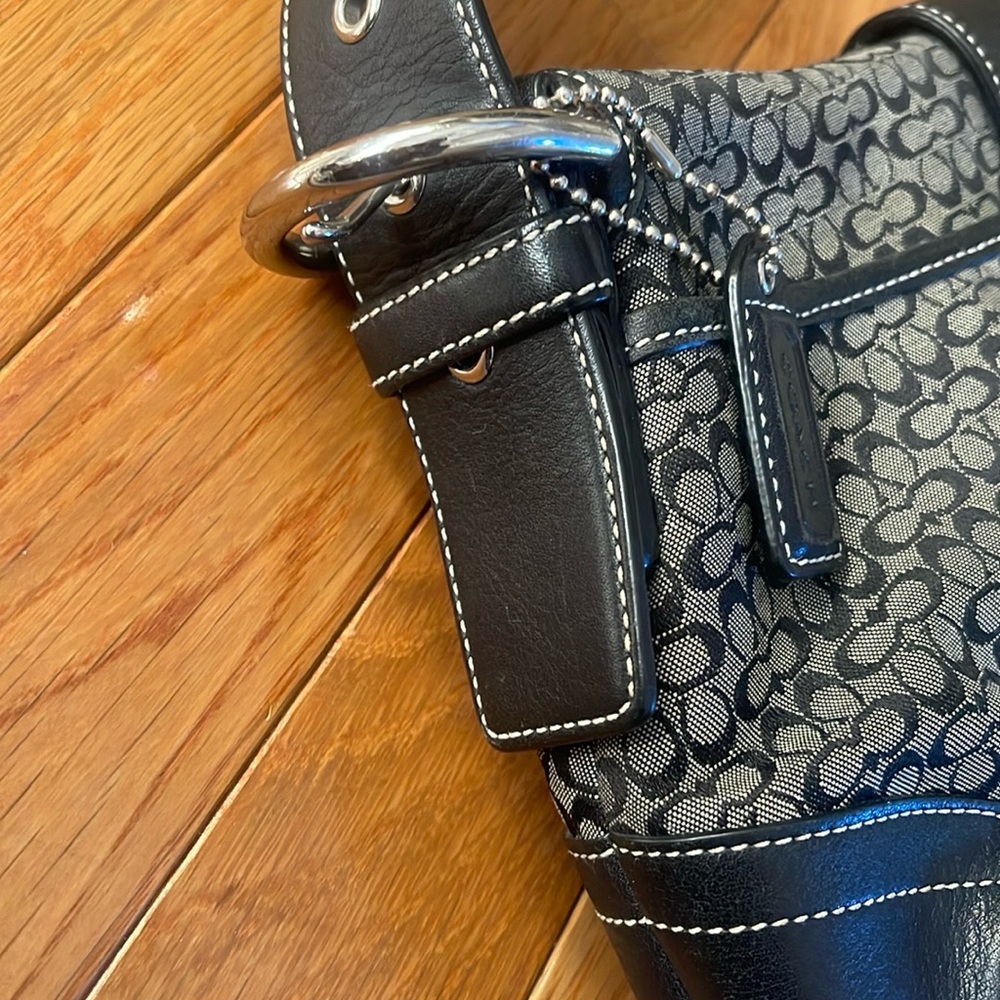 Coach soho mini Black and Gray Textured Shoulder Bag with Metallic Accents - Picture 6 of 6